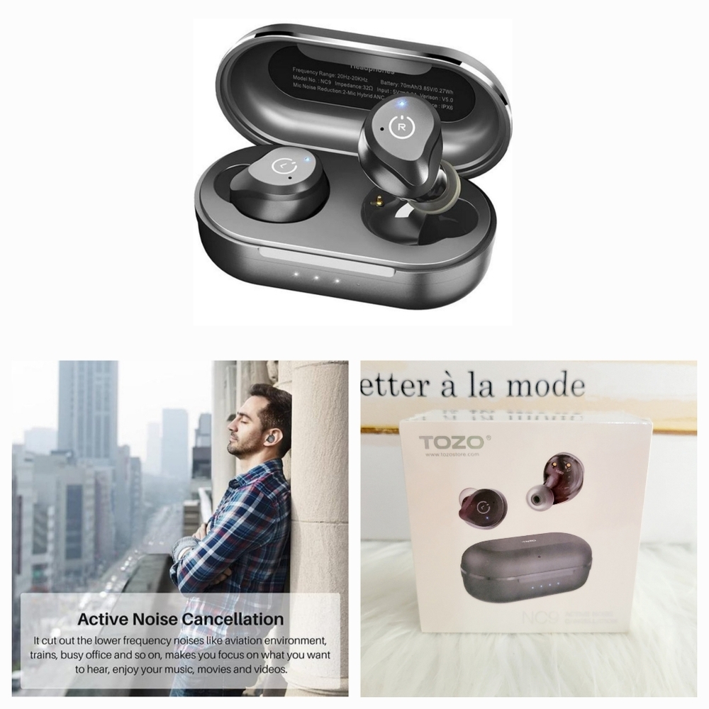 Tozo Active Noise Cancelling Wireless Earbuds, Waterproof Bluetooth Headphones